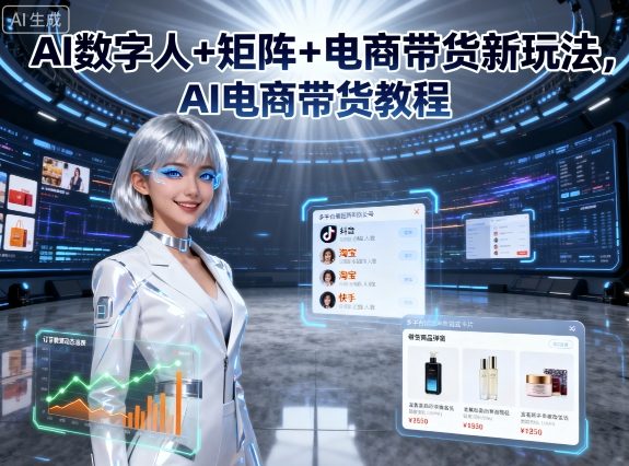 AI数字人+矩阵+电商带货新玩法，AI电商带货教程-卓别林资源社