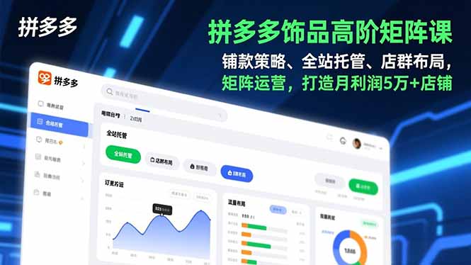 拼多多饰品高阶矩阵课，铺款策略、全站托管、店群布局，矩阵运营，打造月利润5万+店铺-卓别林资源社