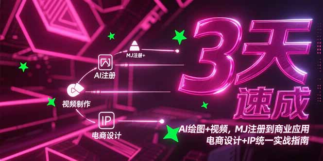 3天速成AI绘图+视频，MJ注册到商业应用，电商设计+IP统一实战指南-卓别林资源社