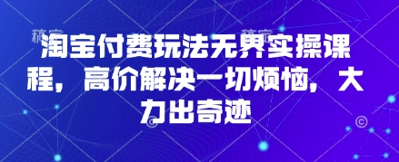 淘宝付费玩法无界实操课程，高价解决一切烦恼，大力出奇迹-卓别林资源社