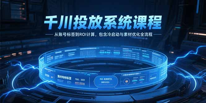 千川投放系统课程，从账号标签到ROI计算，包含冷启动与素材优化全流程-卓别林资源社