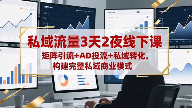 私域流量3天2夜线下课，矩阵引流+AD投流+私域转化，构建完整私域商业模式-卓别林资源社