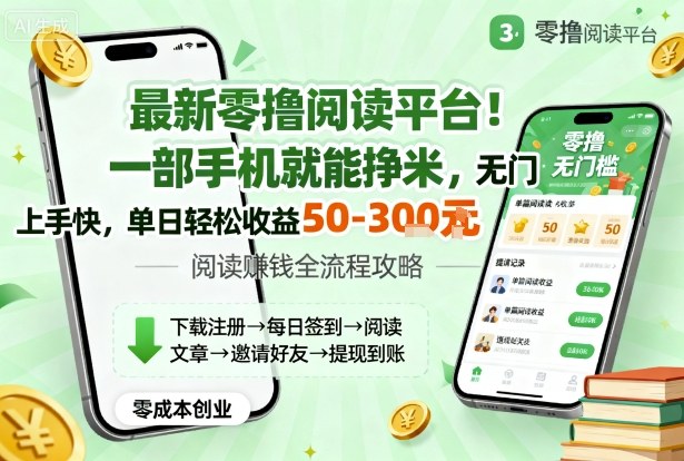 最新零撸阅读平台！一部手机就能挣米，无门槛上手快，单日轻松收益50-3张【揭秘】-卓别林资源社