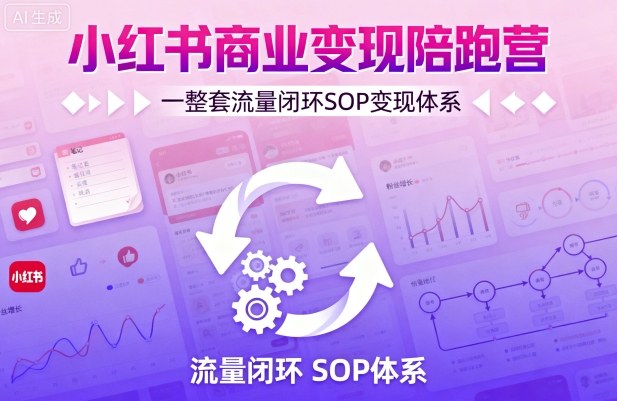 小红书商业变现陪跑营，轻IP矩阵 私域获客 聚光投流，一整套流量闭环SOP变现体系-卓别林资源社