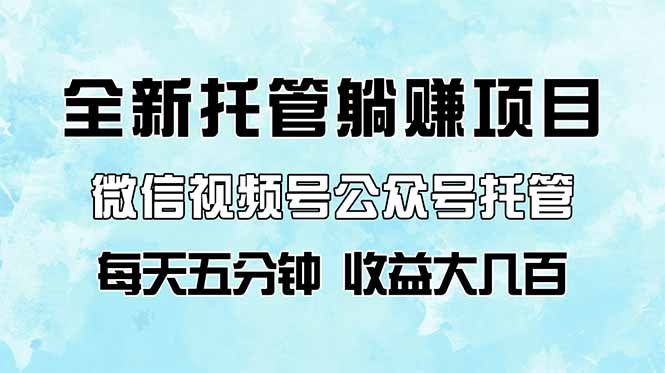 全新托管躺赚项目，微信视频号公众号托管代运营，每天五分钟，收益大几百-卓别林资源社