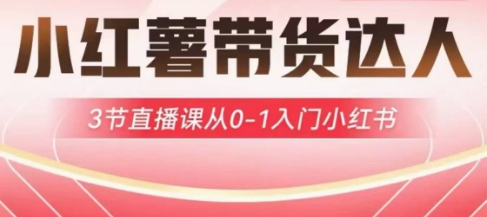 小红薯达人带货启航计划，3节直播课从0-1入门小红书-卓别林资源社