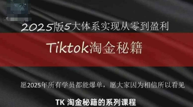 TikTok跨境2025淘金秘籍，​2025TikTok从0到盈利变现-卓别林资源社