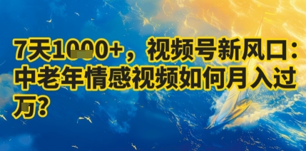 7天收益1k+，视频号新风口：中老年情感视频如何月入过W?-卓别林资源社