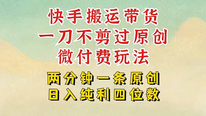 快手黑科技搬运带货，一刀不剪过原创，微付费投流玩法，轻松日入四位数…-卓别林资源社