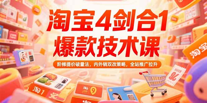 淘宝4剑合1爆款技术课73期：阶梯提价破量法，内外销双改策略 全站推广拉升-卓别林资源社
