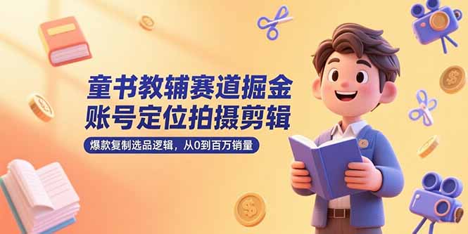 童书教辅赛道掘金，账号定位拍摄剪辑，爆款复制选品逻辑，从0到百万销量-卓别林资源社