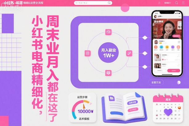 小红书电商精细化运营全流程,周末副业月入1W+,全套方法都在这了-卓别林资源社