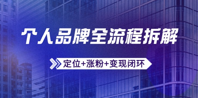 个人品牌全流程拆解：定位+涨粉+变现闭环，微信生态运营与资源整合-卓别林资源社