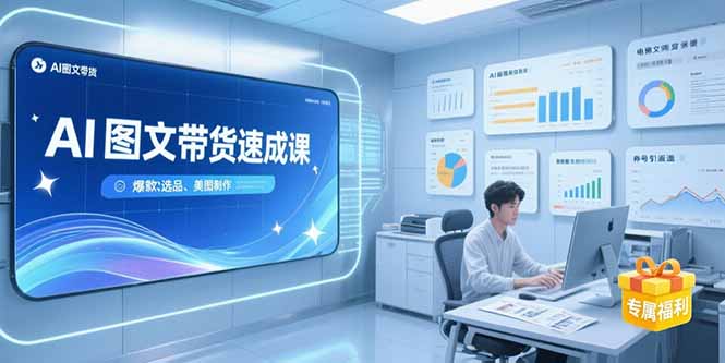 AI图文带货速成课，养号引流秘籍，爆款选品策略，美图制作全流程-卓别林资源社