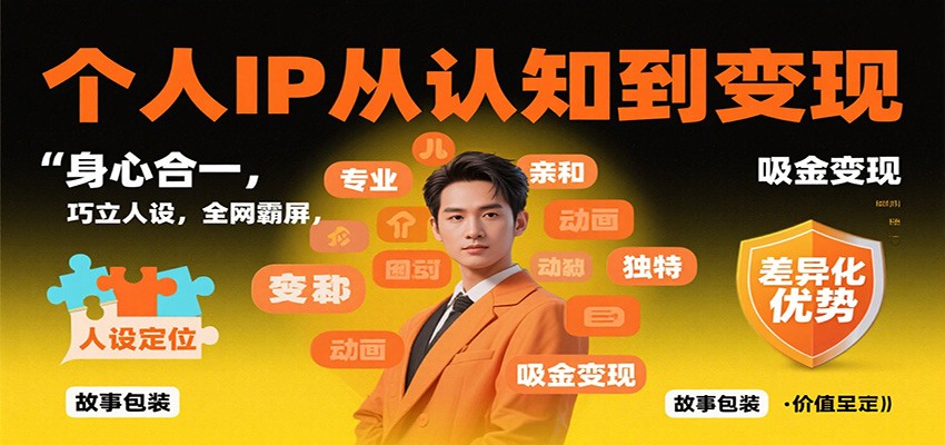 个人IP从认知到变现，身心合一，巧立人设，全网霸屏，吸金变现-卓别林资源社