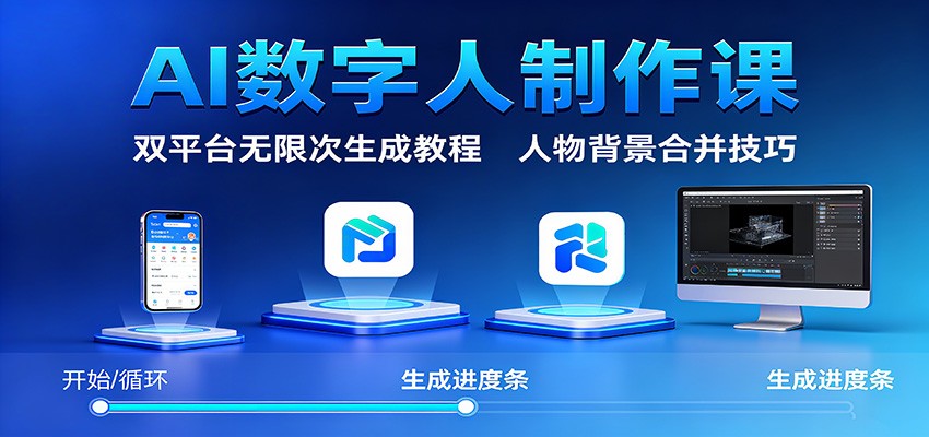 AI数字人制作课：双平台无限次生成教程，人物背景合并技巧-卓别林资源社
