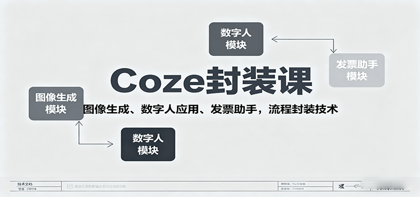 Coze封装课，图像生成、数字人应用、发票助手，流程封装技术-卓别林资源社