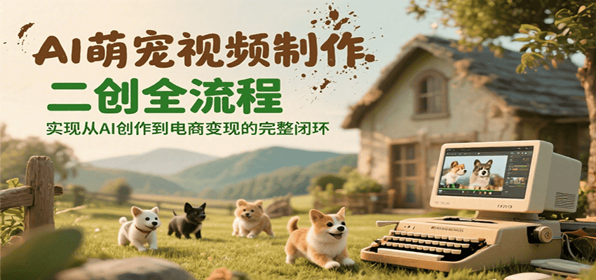 AI萌宠视频制作二创全流程，实现从AI创作到电商变现的完整闭环-卓别林资源社