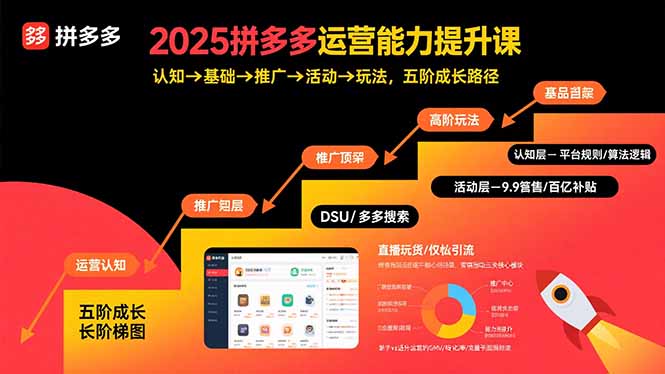 2025拼多多运营能力提升课：认知→基础→推广→活动→玩法，五阶成长路径-卓别林资源社