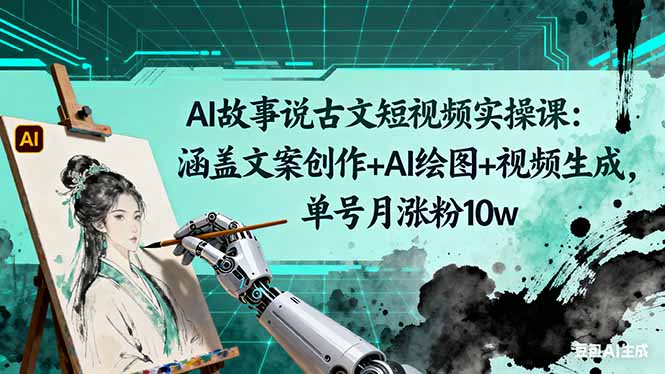AI故事说古文短视频实操课：涵盖文案创作+AI绘图+视频生成，单号月涨粉10w-卓别林资源社