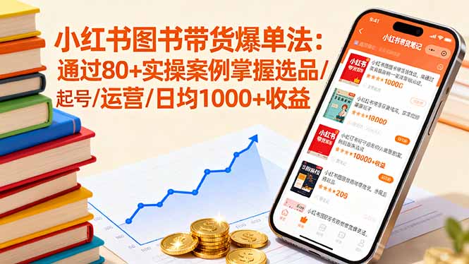 小红书图书带货爆单法：通过80+实操案例掌握选品/起号/运营/日均1000+收益-卓别林资源社