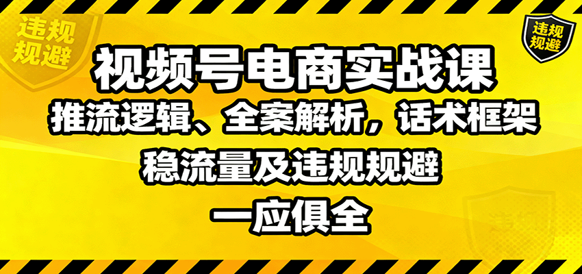 视频号电商实战课：推流逻辑、全案解析，话术框架，稳流量及违规规避等-卓别林资源社