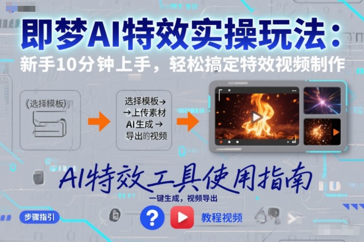 即梦AI特效实操玩法：新手10分钟上手，轻松搞定特效视频制作-卓别林资源社