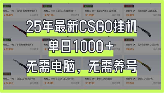 25年最新CSGO挂机系统，单日1000+，无需电脑，无需养号，0基础可上手-卓别林资源社