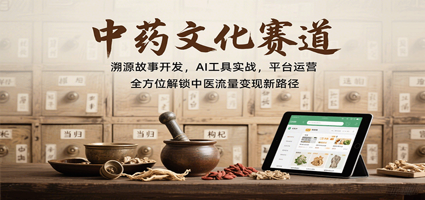 中药文化赛道：溯源故事开发，AI工具实战，平台运营，全方位解锁中医流量变现新路径-卓别林资源社