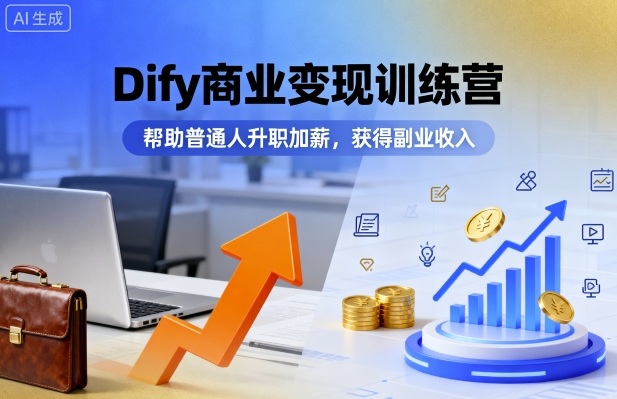 Dify商业变现训练营，帮助普通人升职加薪，获得副业收入-卓别林资源社