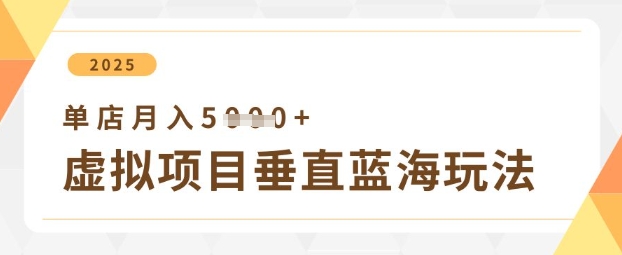 虚拟项目垂直玩法，实现单店月入5k+-卓别林资源社