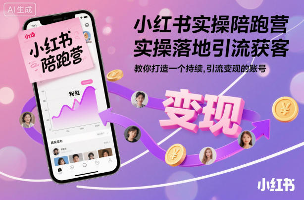 小红书实操陪跑营,实操落地引流获客,教你打造一个持续引流变现的账号-卓别林资源社