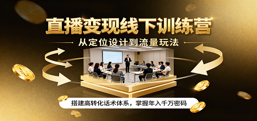 直播变现线下训练营，从定位设计到流量玩法，搭建高转化话术体系，掌握年入千万密码-卓别林资源社