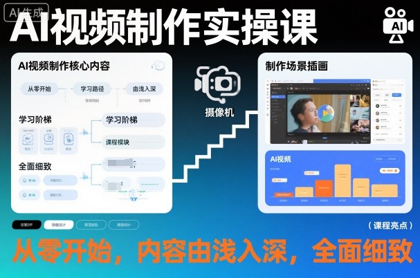 AI视频制作实操课，从零开始，内容由浅入深，全面细致-卓别林资源社