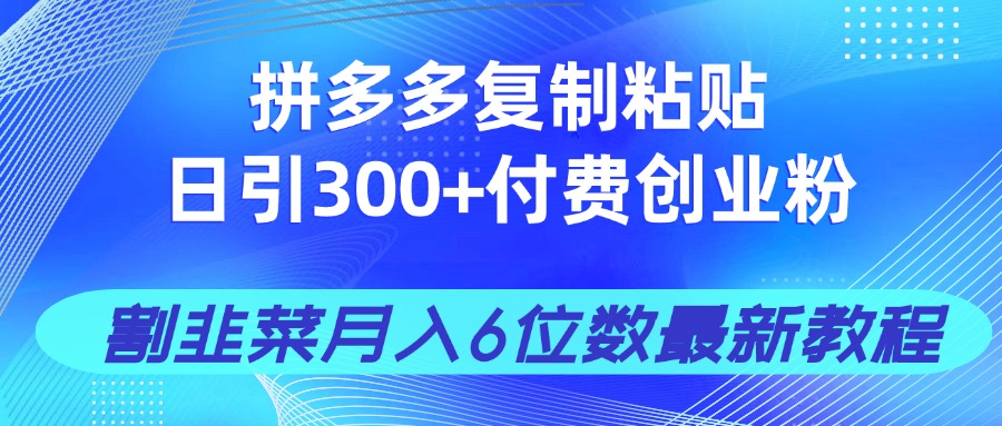 拼多多复制粘贴日引300+付费创业粉，割韭菜月入6位数最新教程！-卓别林资源社
