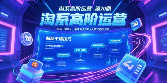 淘系高阶运营-第70期，标品干爆技巧，解决难点策略，大佬操盘方法-卓别林资源社