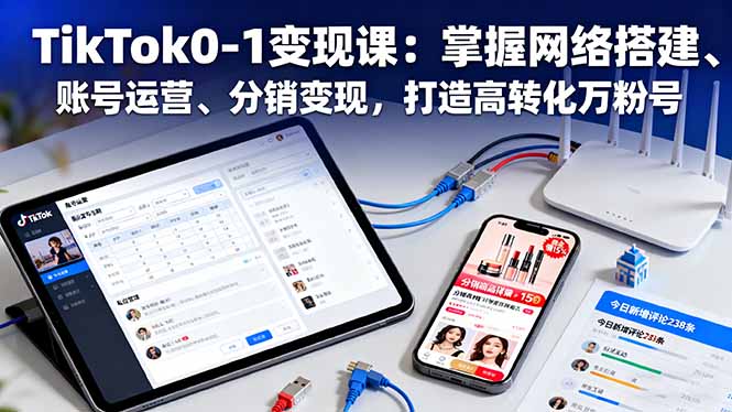 TikTok0-1变现课:掌握网络搭建、账号运营、分销变现,打造高转化万粉号-卓别林资源社