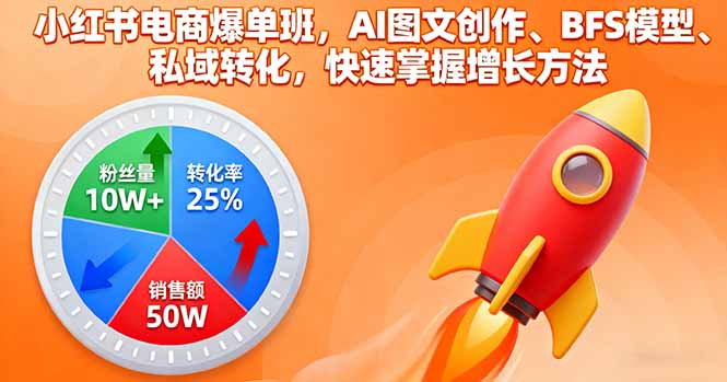 小红书电商爆单班,AI图文创作、BFS模型、私域转化,快速掌握增长方法-卓别林资源社