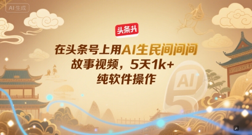 在头条号上用AI生民间故事视频，5天1k+，纯软件操作-卓别林资源社