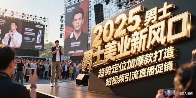 2025男士美业新风口，趋势定位加爆款打造，短视频引流直播促销-卓别林资源社