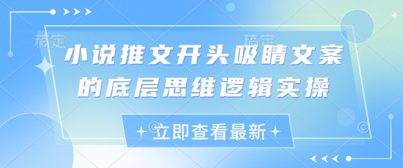 小说推文开头吸睛文案的底层思维逻辑实操-卓别林资源社