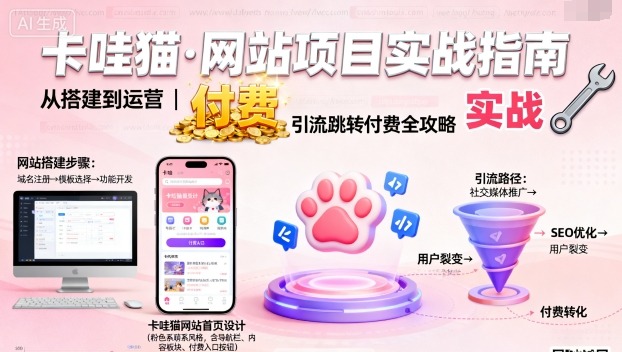 卡哇猫·网站项目，网站搭建与运营以及引流跳转付费-卓别林资源社