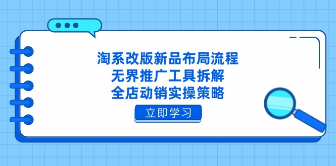 淘系改版新品布局流程，无界推广工具拆解，全店动销实操策略-卓别林资源社