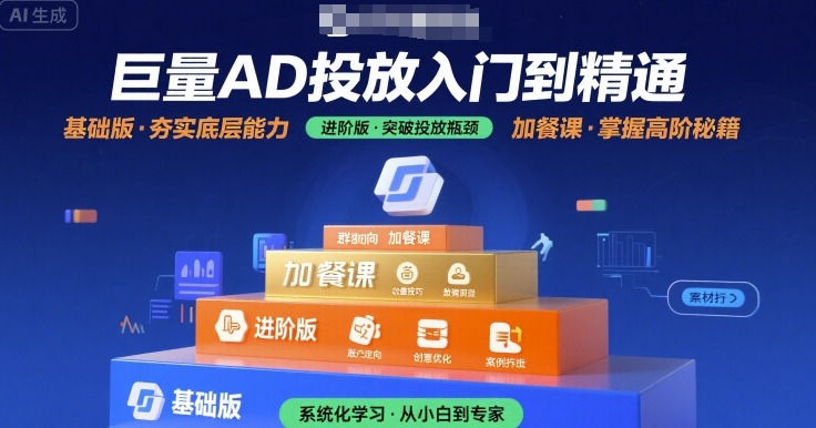 巨量AD投放入门到精通，基础版+进阶版+加餐课-卓别林资源社