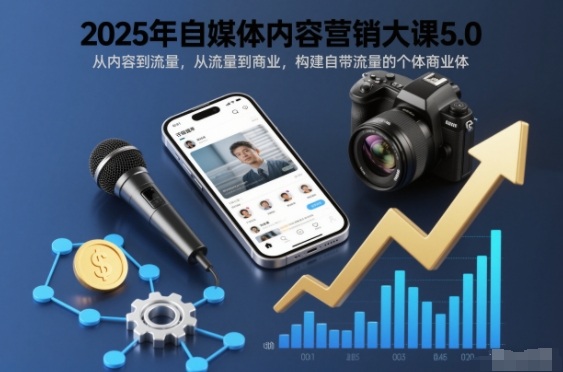 2025年自媒体内容营销大课5.0,从内容到流量,从流量到商业,构建自带流量的个体商业体-卓别林资源社
