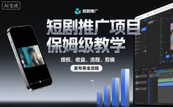 短剧推广项目保姆级教学，授权、收益、流程、剪辑，发布等全流程-卓别林资源社