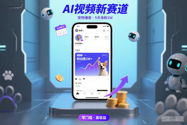 AI视频新赛道，宠物播客仅注册5天涨粉2W，收益非常可观-卓别林资源社
