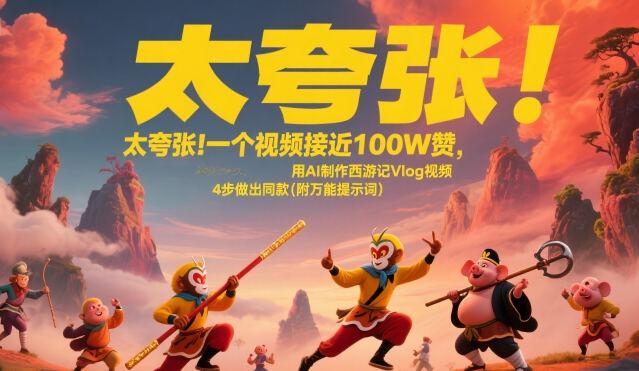 太夸张！一个视频接近100W赞，用AI制作西游记Vlog视频，全流程拆解来了(附万能提示词)-卓别林资源社