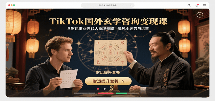 TikTok国外玄学咨询变现课，含财运事业等12大命理领域，融风水运势与运营-卓别林资源社