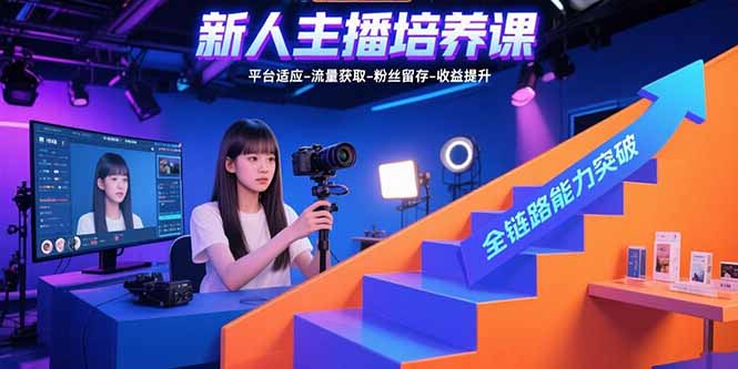 新人主播培养课：平台适应-流量获取-粉丝留存-收益提升 全链路能力突破-卓别林资源社